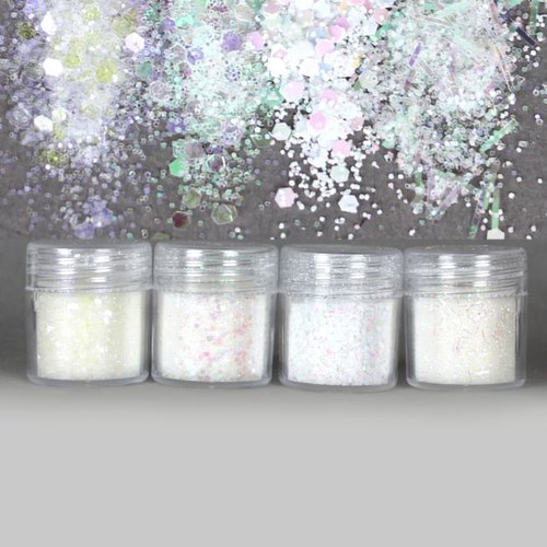 4pcs ab blanc mélanger ensemble nail art glitter powder hexagone kit de cheveux manucure maquillage  sku-49177