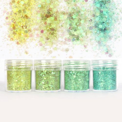4pcs vert menthe mélanger ensemble nail art glitter powder hexagone kit de cheveux manucure maquilla sku-49178