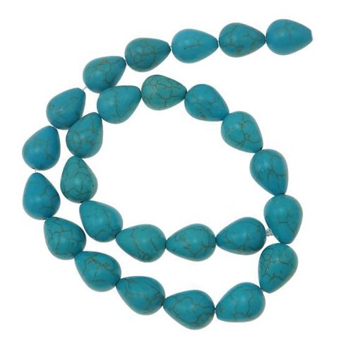 8pcs foncé bleu turquoise en forme de larme regarder howlite pierre naturelle lisse ronde perles de  sku-43681