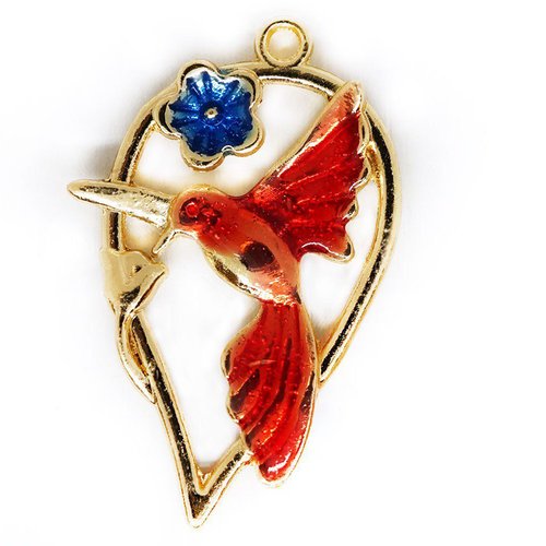1pc rouge bleu tons d'or plaqué de larme animal fleur oiseau de l'émail pendentif bijoux en métal co sku-43748