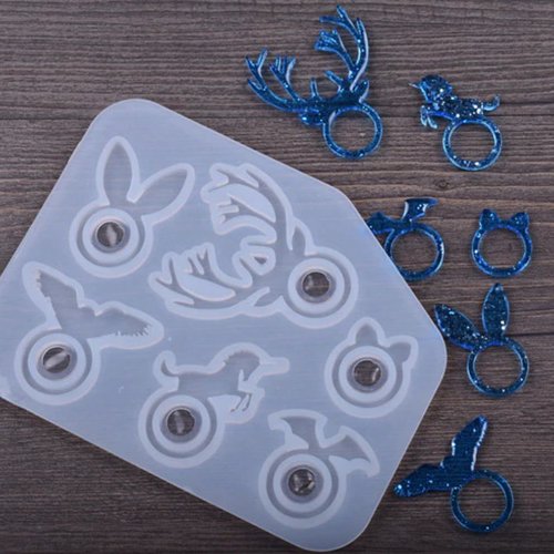 1pc transparent 6 cerfs licorne lapin aigle chat chauve-souris mix en silicone forme de bricolage an sku-50016