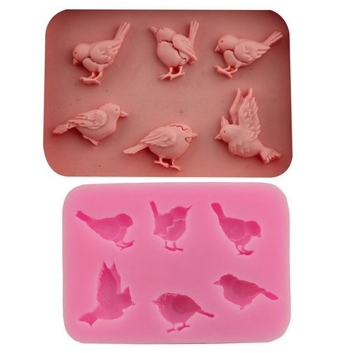 6 formes d'oiseaux 3d en silicone de chocolat savon gâteau fondant l'argile de résine cire gelée de  sku-76407