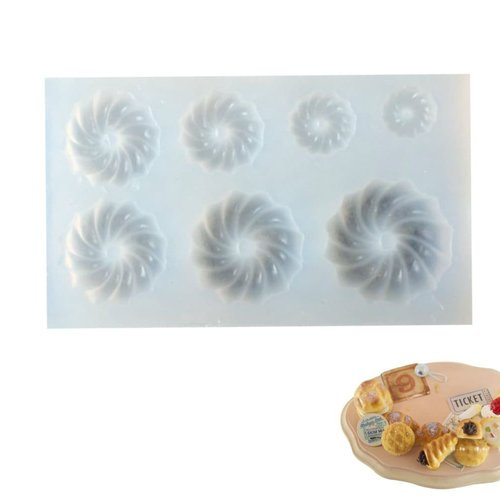 7 meringue cookie bundt cake maison de poupée fée de jardin miniature d'aliments sucrés 3d silicone  sku-76178