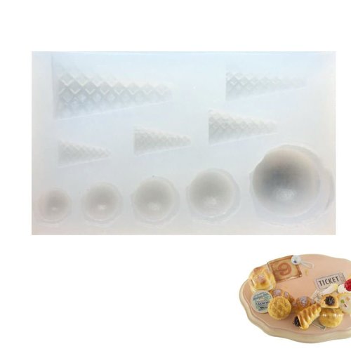 10 cône de crème glacée maison de poupée fée de jardin miniature d'aliments sucrés 3d silicone argil sku-76180