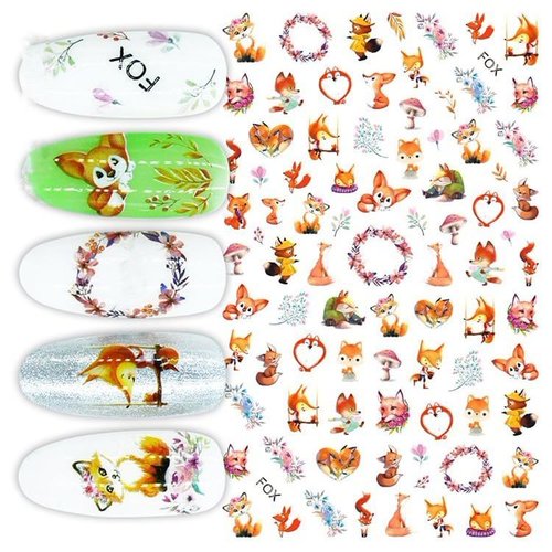 1 feuille fox forêt de mélanger des animaux de fleurs 3d nail art autocollant autocollants stickers  sku-49311