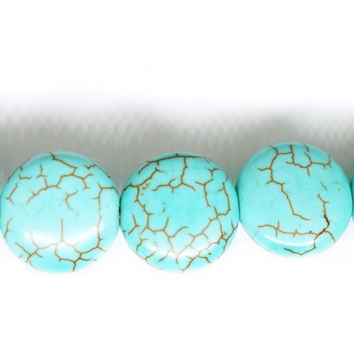 10pcs bleu turquoise ronde soufflé pièce look howlite pierres précieuses perles de pierre 14mm sku-97549