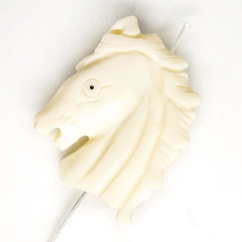 1pc blanc à tête de cheval pendentif en agate focal de pierres précieuses perles de pierre 41mm x 30 sku-97553