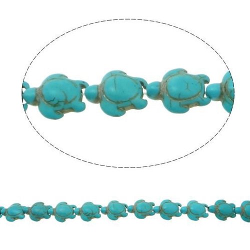 10pcs tortue bleue turquoise look howlite pierres précieuses perles de pierre 18mm x 15mm x 7mm sku-43689