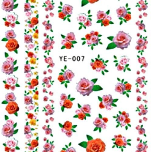 1 feuille de roses rouges fleurs 3d nail art autocollant autocollants stickers appliques set de bric sku-49392
