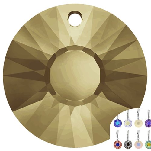6pcs crystal golden shadow 001gsha soleil ronde pendentif en verre de cristaux 6724 swarovski pierre sku-49233