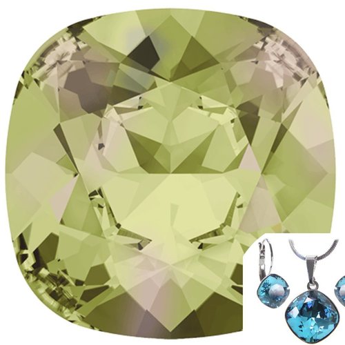 2pcs cristal vert lumineux 001lumg coussin carré de pierre de fantaisie en verre de cristaux de swar sku-49260