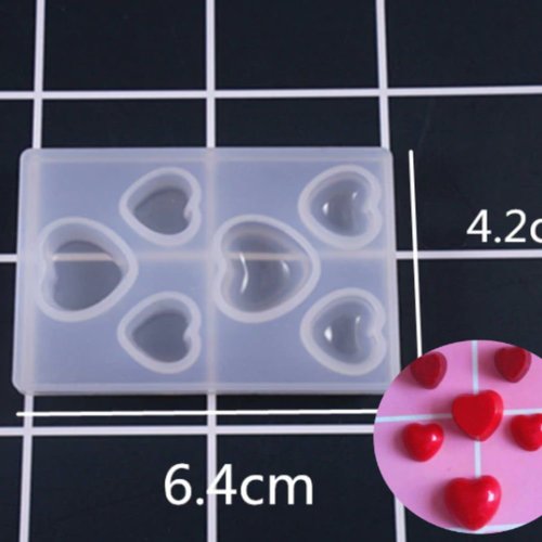1pc transparent 6 cœur amour valentine silicone cabochon de fabrication de moule de tiroir de réglag sku-49485