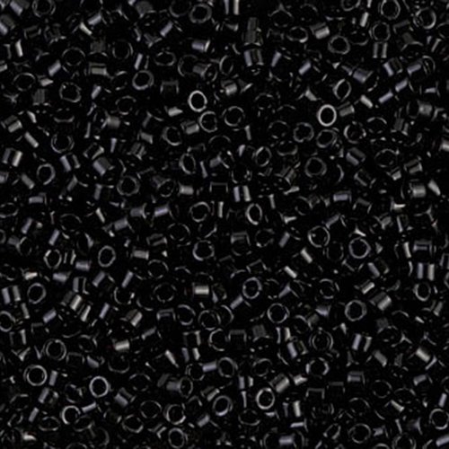 5g noir delica 11/0 verre opaque jet japonaise miyuki perles de rocaille db-0010 cylindre rond de 1  sku-110596