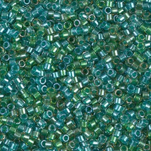 5g doublée aqua teal mélange delica 11/0 en verre bleu turquoise vert japonais en perles de rocaille sku-110585