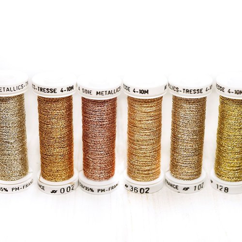 6 bobines de mélanger l'or nuances pack de 6 teintes métalliques tresse 4 au ver a soie la française sku-121464