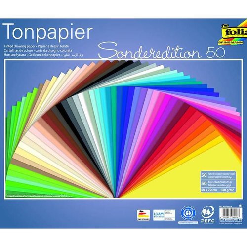 La couleur du papier - 130g / m2 - 50 feuilles 50 couleurs - 50 x 70 cm folia bringmann sku-115673