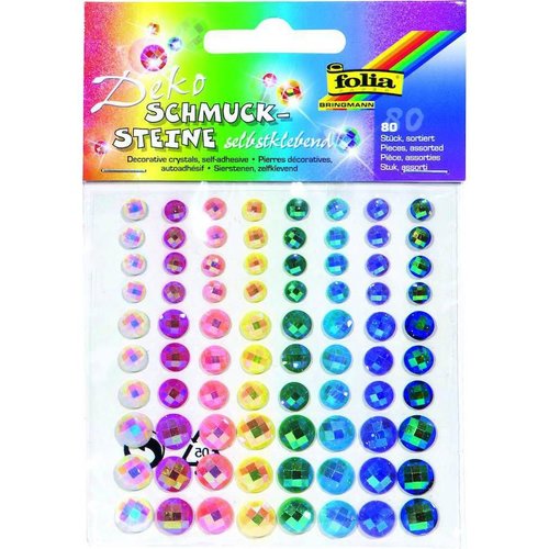 Strass décoratifs adhésifs - 80 pc - mélanger les couleurs folia bringmann sku-117183