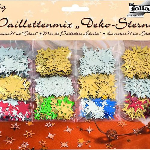 Paillettes - mix - décoratifs étoiles - 25g folia bringmann sku-116800