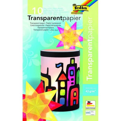 Papier transparent - 42 g / m2 - 10 feuilles dans 10ti couleurs folia bringmann sku-117070