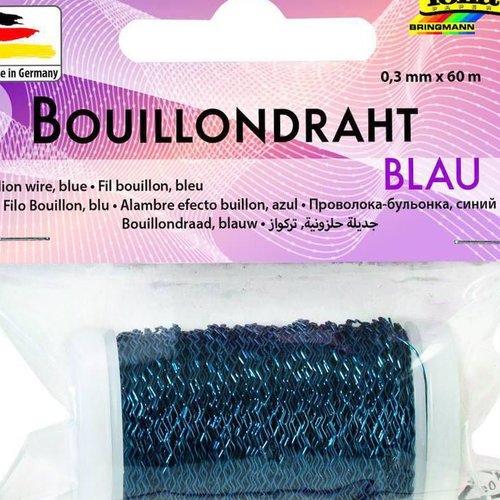 Reliure décorative fil de 0 3 mm x 60 m - bleu folia bringmann sku-117575