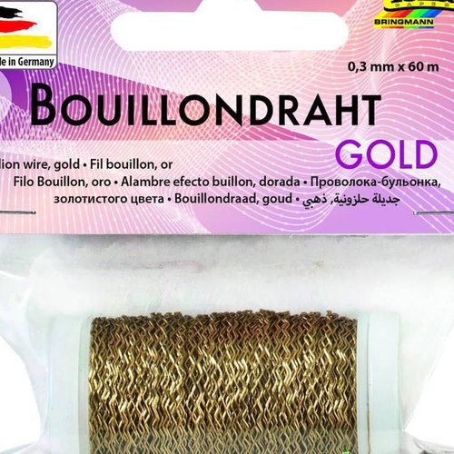 Reliure décorative fil de 0 3 mm x 60 m - or folia bringmann sku-117579