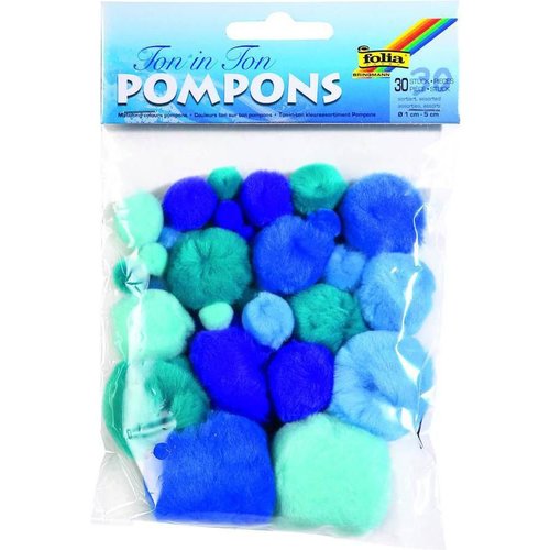Pompons - - 30 pcs - ton sur ton - bleu charme de sac à main anniversaire décoration chambre au déco sku-117272