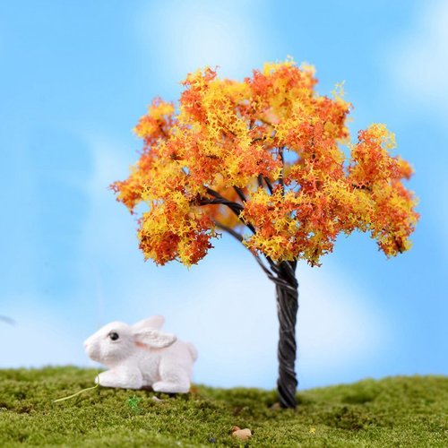 2pcs couleur jaune orangé à l'automne l'arbre plantes artificielles arbres miniatures intérieur mini sku-128350