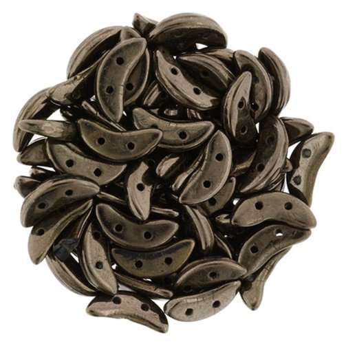 50pcs bronze foncé croissant de verre tchèque czechmates camarades de perles de rocaille en 2 deux t sku-112530