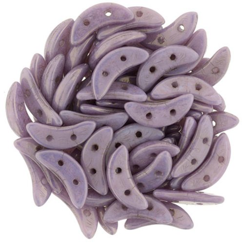 50pcs opaque lustre lilas croissant de verre tchèque violet czechmates camarades de perles de rocail sku-112531