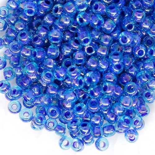 10g à l'intérieur de couleur arc-en-ciel aqua opaque bleu violet rond en verre japonais toho perles  sku-111042