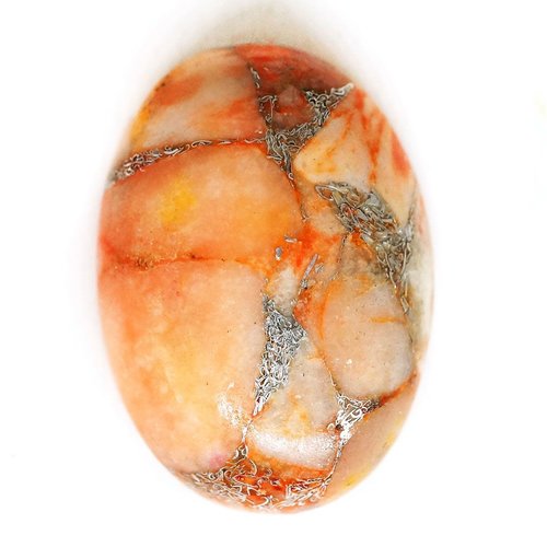 1pc orange argent de forme ovale en de dôme impression jaspe naturel de pierres précieuses en de cab sku-128866