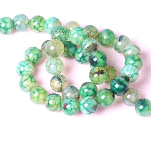 14pcs vert laiteux cristal rayé ronde agate veines de dragon de pierre de naturelle perles de 8mm sku-128774