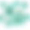 14pcs turquoise en argent gravé ronde perles de verre tchèque de 8mm sku-100701