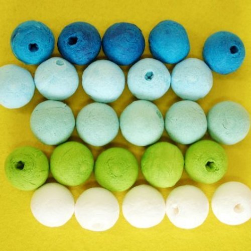 25pcs bleu vert mix tour de filé de coton tchèque perles en pâte fimo forme vide décor à la maison d sku-132852