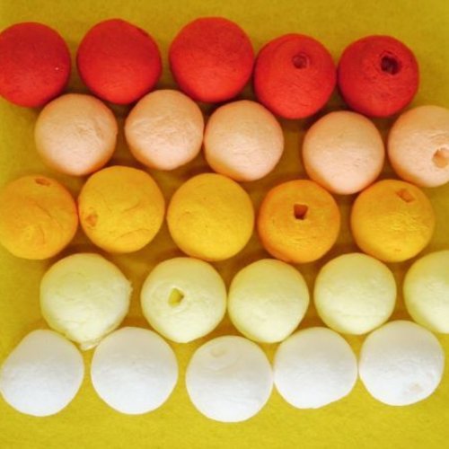 25pcs jaune rouge mix tour de filé de coton tchèque perles en pâte fimo forme vide décor à la maison sku-132853