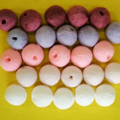 25pcs rose pourpre du mélange ronde du coton filé tchèque perles en pâte fimo forme vide décor à la  sku-132854
