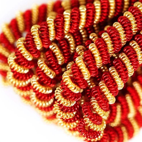 10g or rouge rond spirale de cuivre torsadés broderie à la main française fine métallique coupe-fil  sku-133345