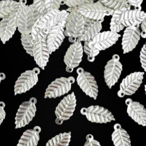 25pcs à la feuille d'argent laiton coudre sur les feuilles pendentifs bijoux broderie à la main orfè sku-133762