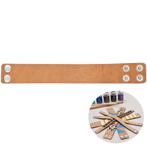 1pc brun clair simili cuir minimaliste bracelet manchette rico design 22 cm x 3 cm blanc de la base  sku-133005