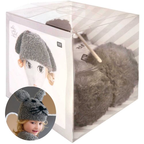 1pc chapeau gris lapin kit d'aiguilles à tricoter à la main pour les débutants les enfants de l'arti sku-133029