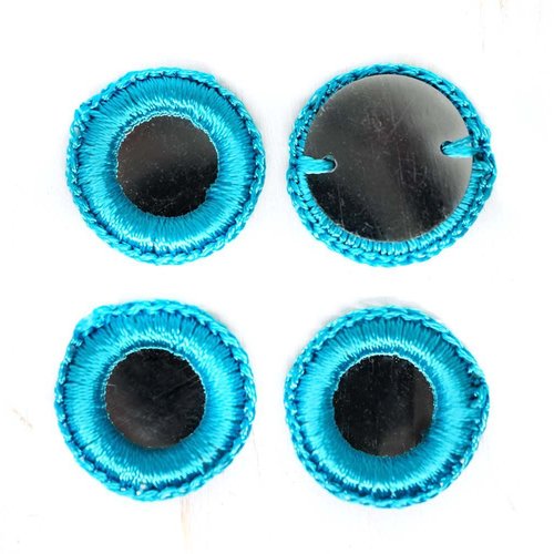 25pcs bleu rond en fil acrylique crochet miroir coudre sur la décoration de broderie à la main orfèv sku-133727