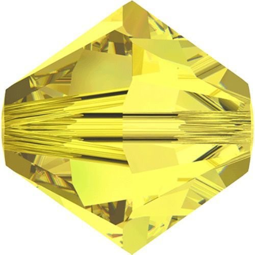 24pcs citrine 249 xilion bicone verre de cristaux jaunes de swarovski 5328 de perles à facettes stra sku-137167