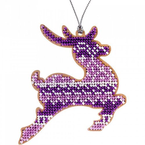 1pc violet de noël cerfs de perles arbre de kit de bricolage à la décoration en bois toile broderie  sku-135216