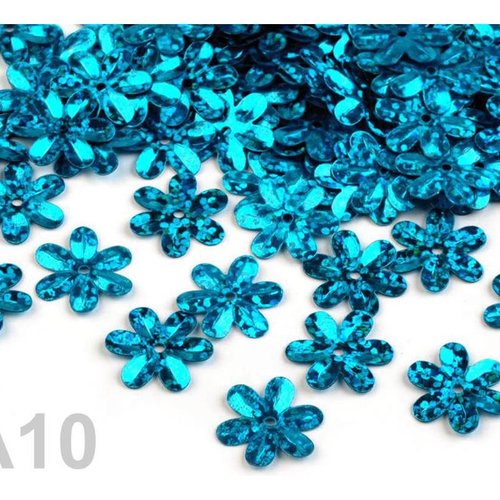 25g a10 bleu turquise hologramme fleur paillettes ø15mm métallique accessoires à et de des ruban mer sku-121728