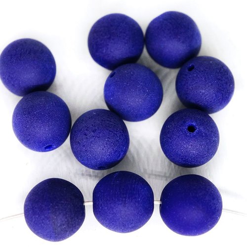 16pcs mat profond bleu cobalt foncé ronde perles de verre tchèque 8mm sku-131741