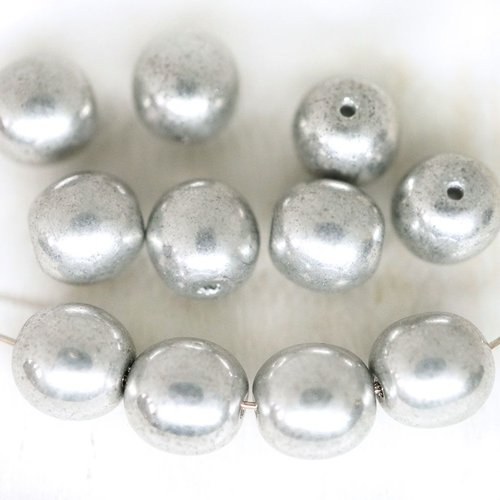 20pcs metallic silver-labrador tour complet druk entretoise de semences de perles rondes en verre tc sku-134721