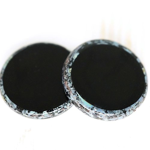 1pcs picasso opaque noir de jais focal plane de la table ronde coupe de pièce de monnaie de perles d sku-138849