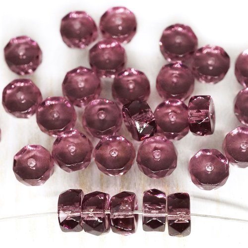 60pcs cristal violet plat monnaie rond de feu poli facettes de disque rondelle perles de verre tchèq sku-43291