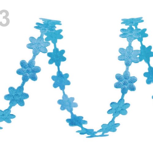 22 5 m bleu azur daisy fleur en satin appliques parage largeur 7mm - métrage de rubans de folk de et sku-74933