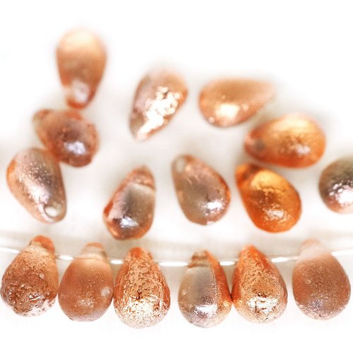 40pcs cristal métallique capri d'or de cuivre demi-lept verre tchèque petite larme de perles de de 4 sku-95603
